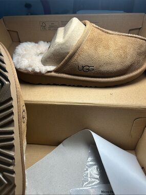 UGG Chestnut Suede Shearling Mule Slides